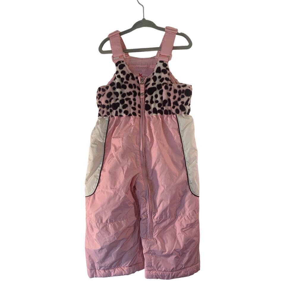 ZEROXPOSUR Girls Faux Fur Leopard Snow/Winter Bib Overalls / Size: 18 Mos.